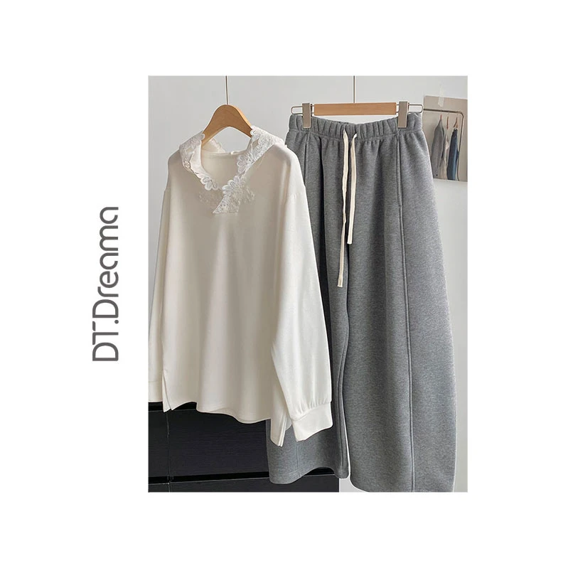 抽绳卫裤女冬季加绒加厚百搭宽松阔腿休闲裤长裤女显瘦气质设计感