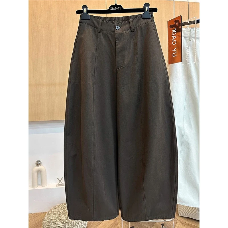 高端欧货早秋新款高级感时尚百搭后松紧高腰显瘦宽松休闲阔腿裤女