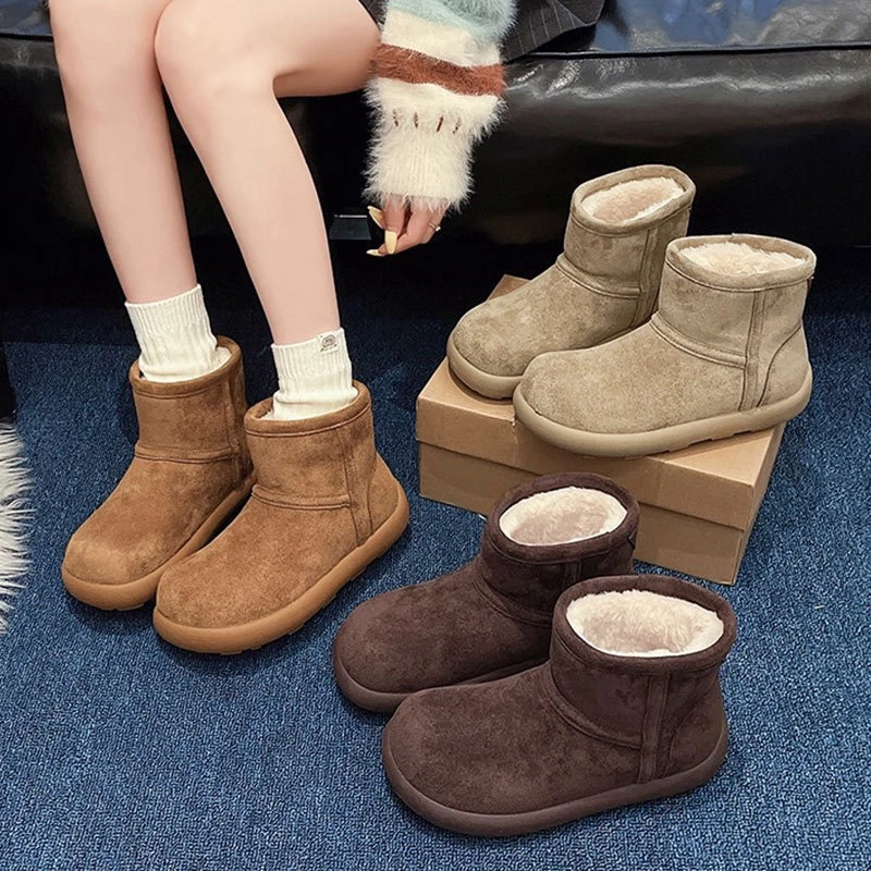皮毛一体雪地靴女款土豆雪地靴真皮百搭加绒加厚中筒韩版短筒靴