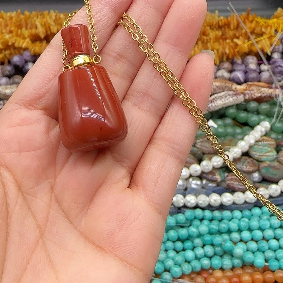 玛瑙/玉髓合金珠宝半成品红石香水瓶一个