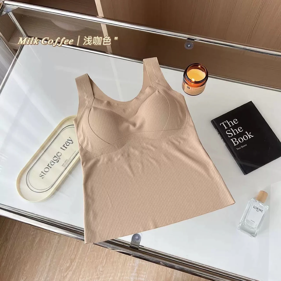 常规薄款爆款单层保暖纯色背心简约圆领女士时尚聚拢无痕美背