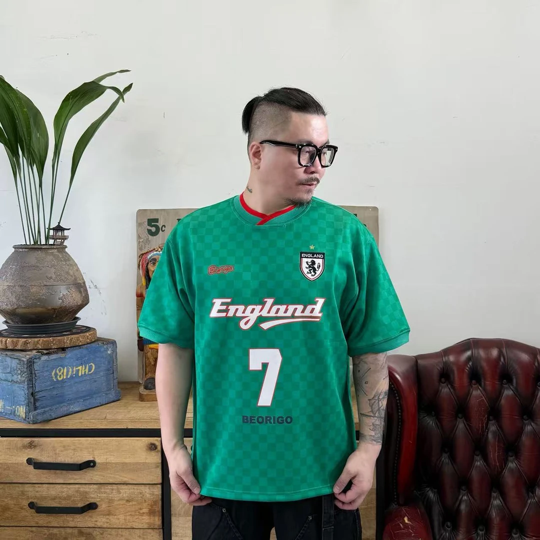 现货-英格兰7号短袖足球服夏季休闲运动透气速干刺绣印花圆领