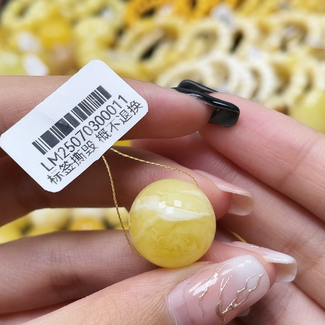 琥珀未镶嵌裸石16.8mm妖花圆珠蜜蜡