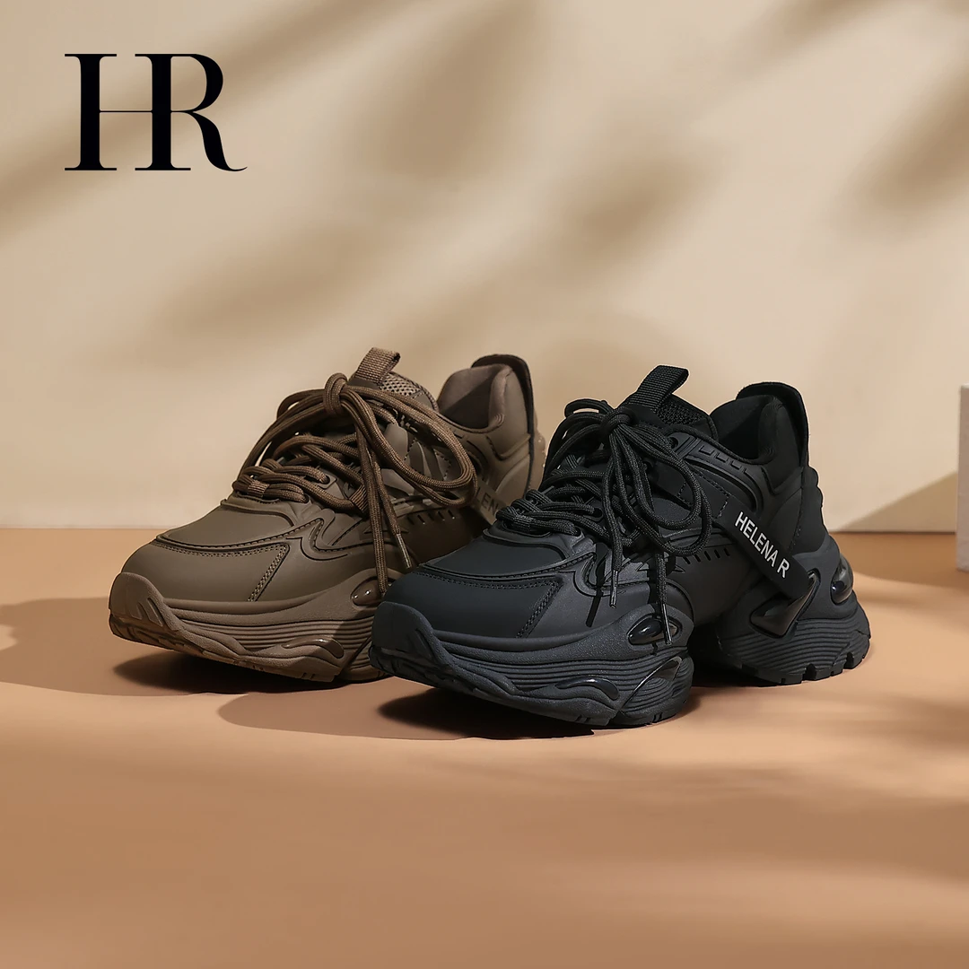 HR/赫莲娜女鞋2025秋冬季新款老爹鞋厚底百搭原创小众气垫运动鞋