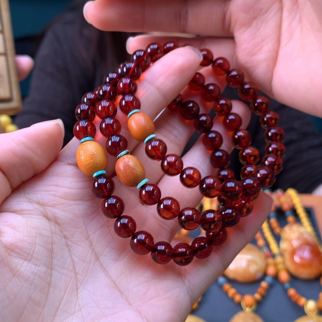 琥珀未镶嵌手串多样性发一