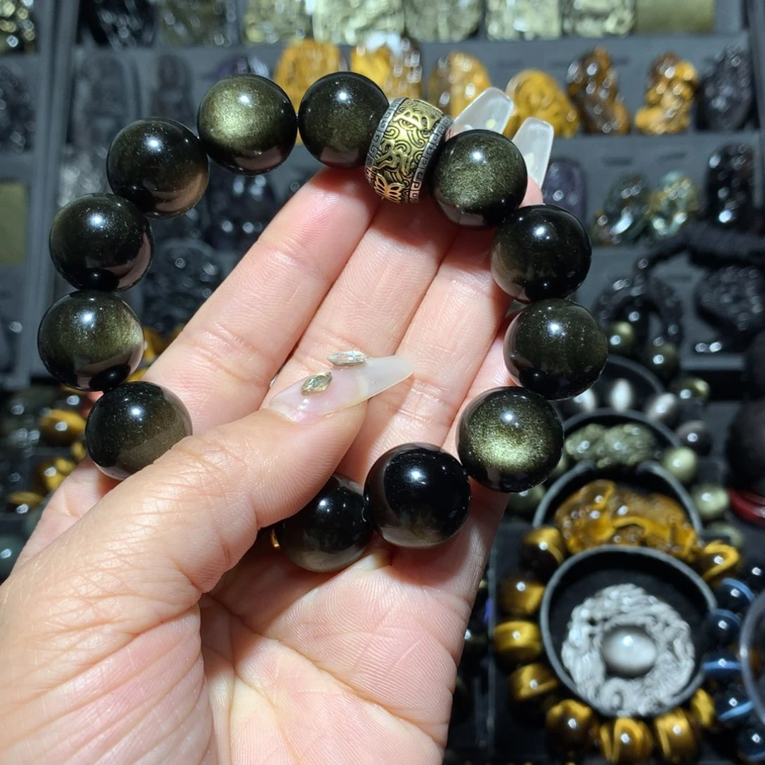 未镶嵌黑曜岩手链清*