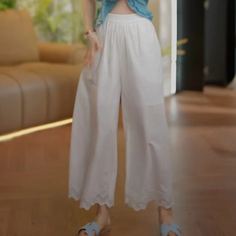 2025夏装新款百搭松紧腰精致九分休闲裤LK2503670