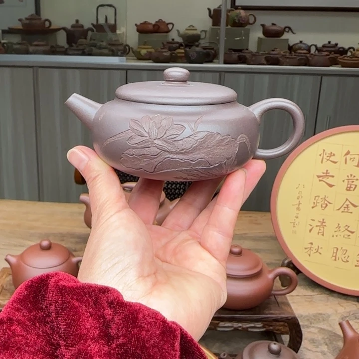 紫砂茶壶紫泥150 c C柿圆壶