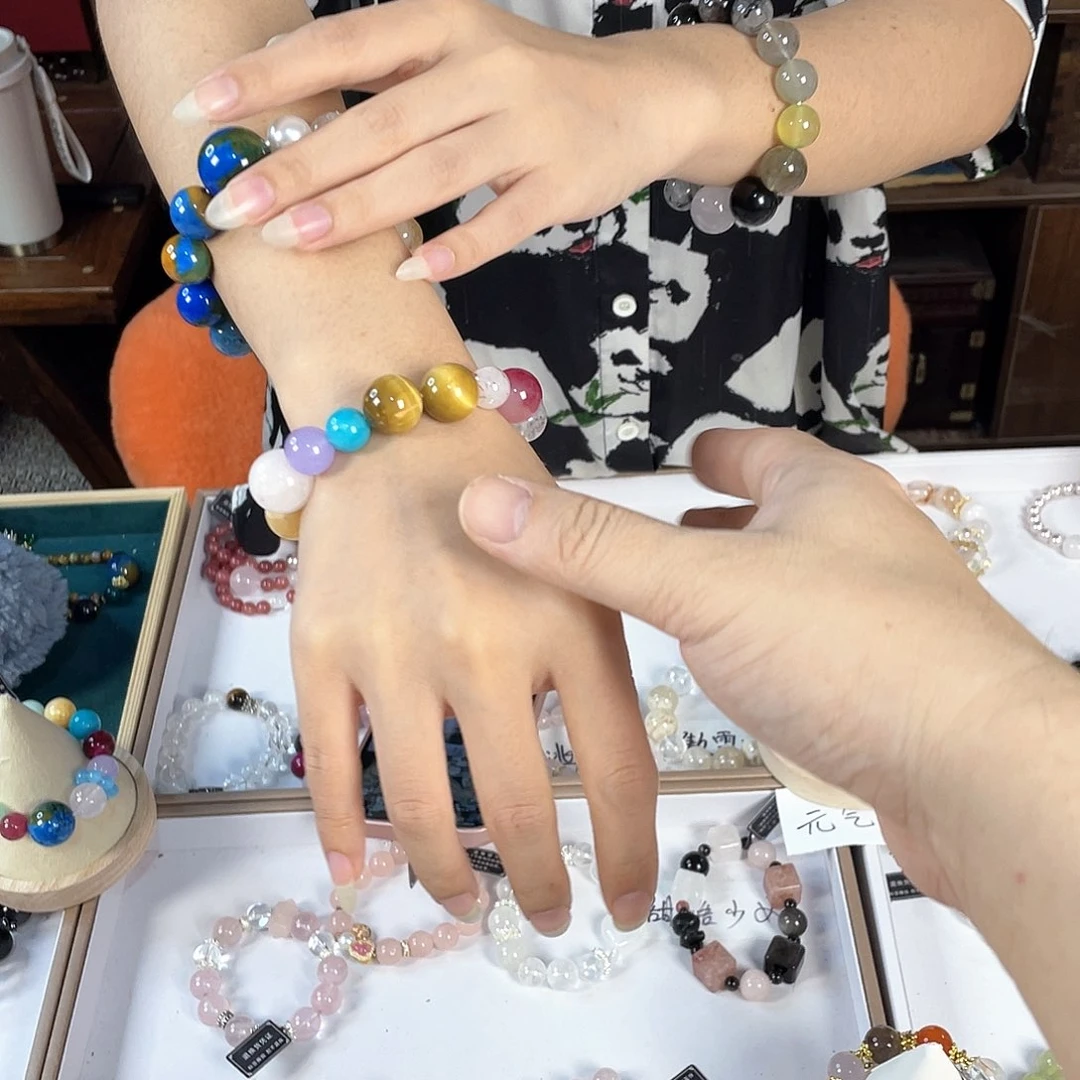 水晶手链银S925镀金镶嵌
