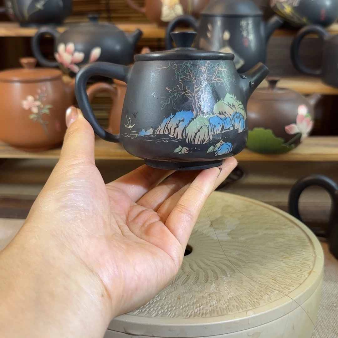 建水紫陶彩填壶微瑕160-180cc