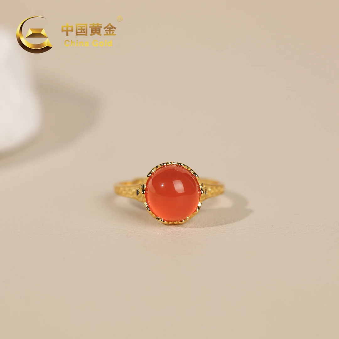 【中国黄金】s925银南红戒指-J1554-臻