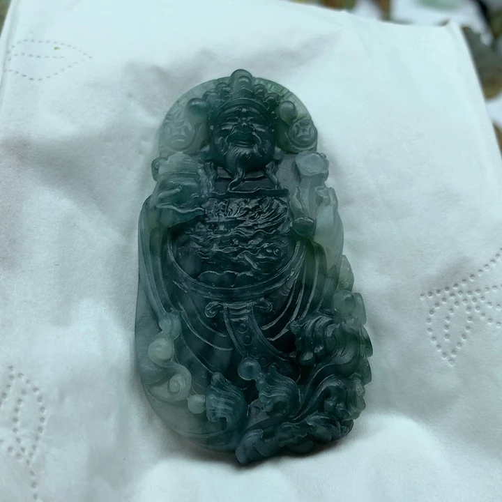 定制翡翠未镶嵌财神 毛货 无鉴赏期