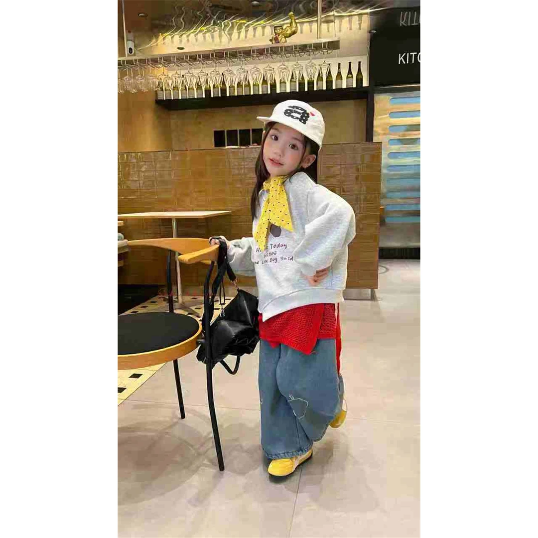 洒禾·25冬~不规则加绒卫衣SHC925537（童装汉服）灰色