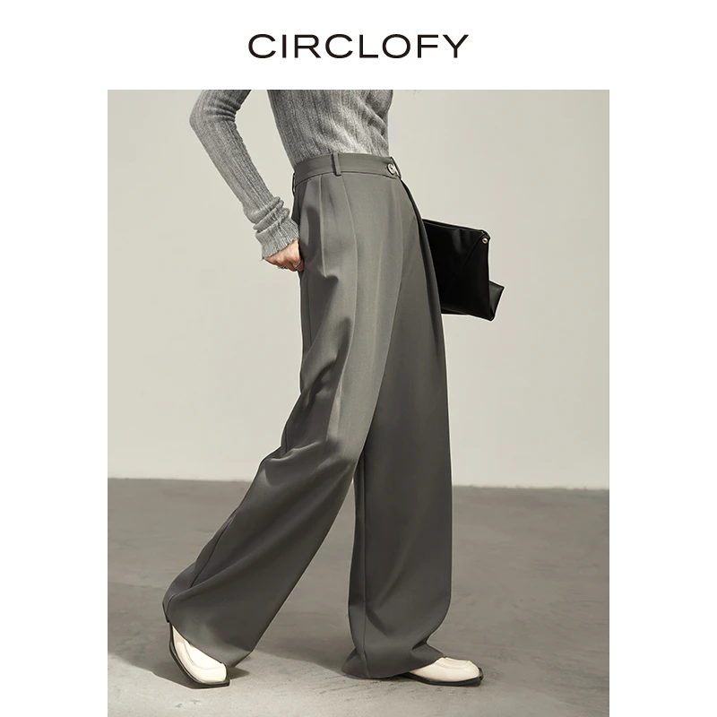 CIRCLOFY瑟夕 高腰压褶大长腿阔腿裤女CHRC321289
