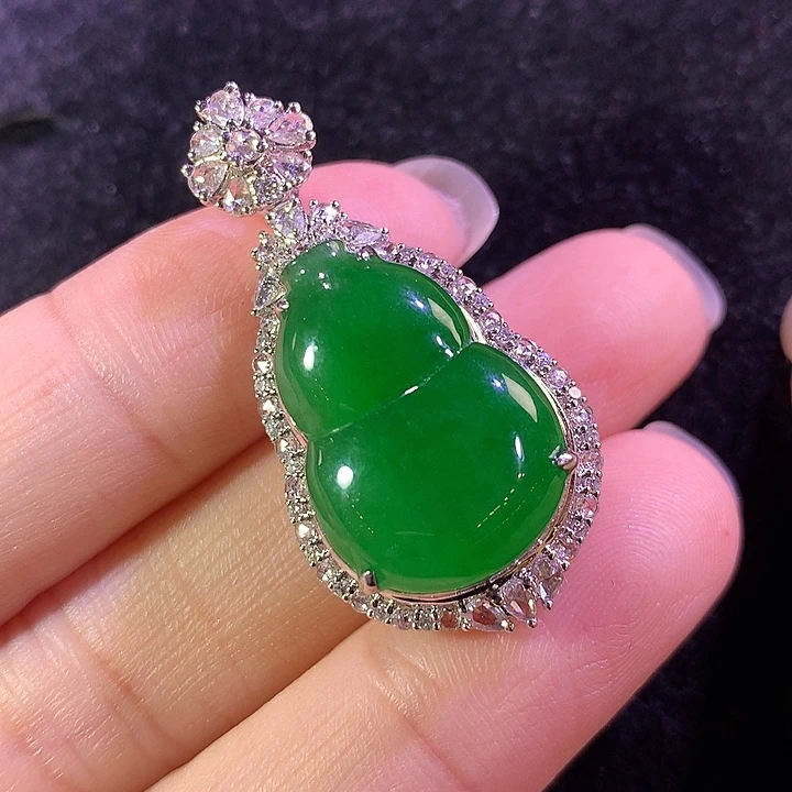 翡翠18K金镶嵌吊坠(不含链)