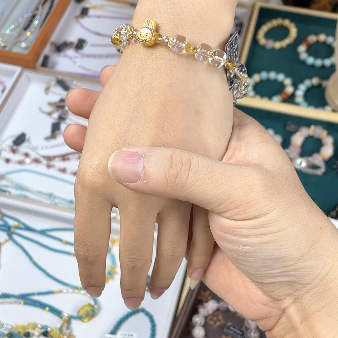 水晶手链银S925镀金镶嵌