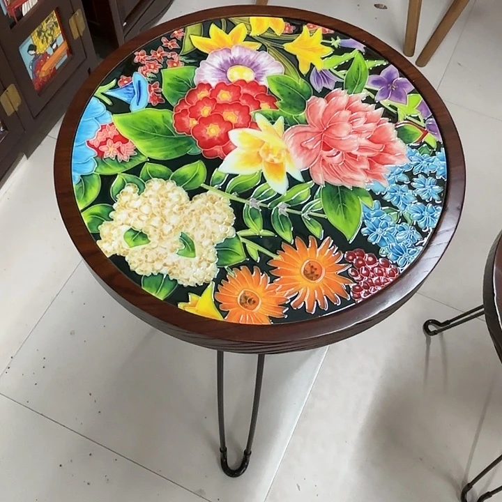 陶瓷板画40圆高度70铁艺