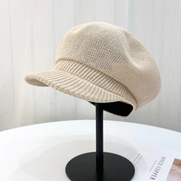 日系亚麻八角报童帽子女2025春夏天轻薄透气遮阳防晒帽贝雷鸭舌帽
