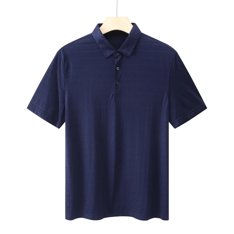 CA10【奢品】机场货 卡夏季男式短袖T恤 条纹翻领休闲商务上衣 深蓝