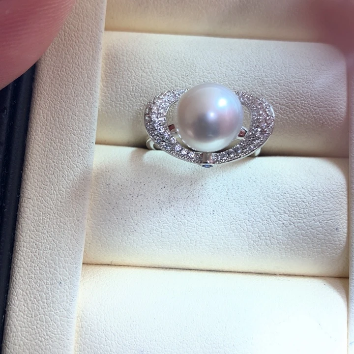 银S925镶嵌戒指海水珍珠