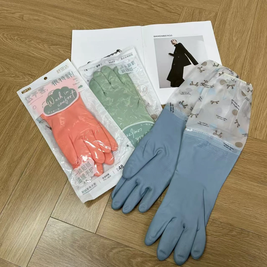 秋冬加绒款家务手套束口橡胶防水防滑手套Y40