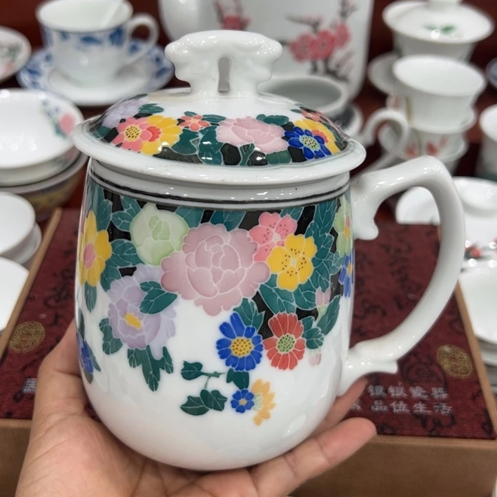 醴陵高温老厂瓷手绘550毫升杯