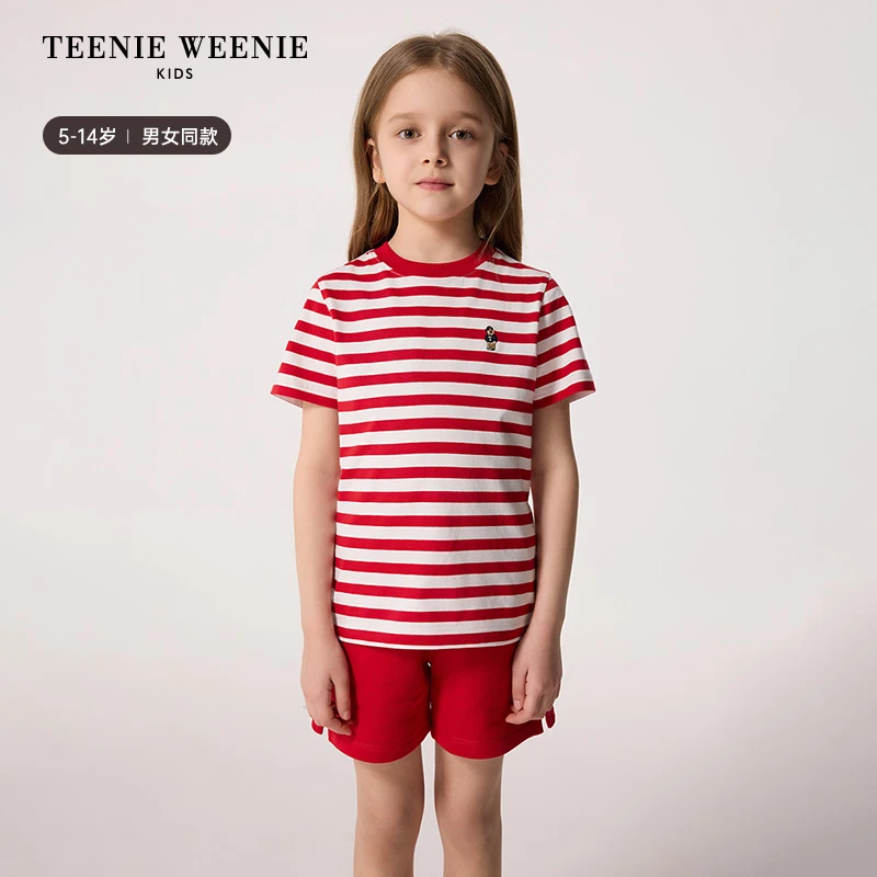 TeenieWeenieKids25年夏款男女童圆领纯棉正肩条纹T恤TKRS25Y675R