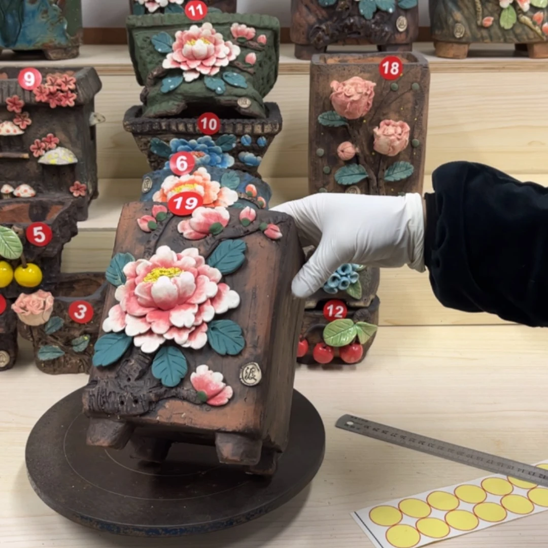 【闪购商品】紫砂花盆19号内口12.5×12.5脚高20