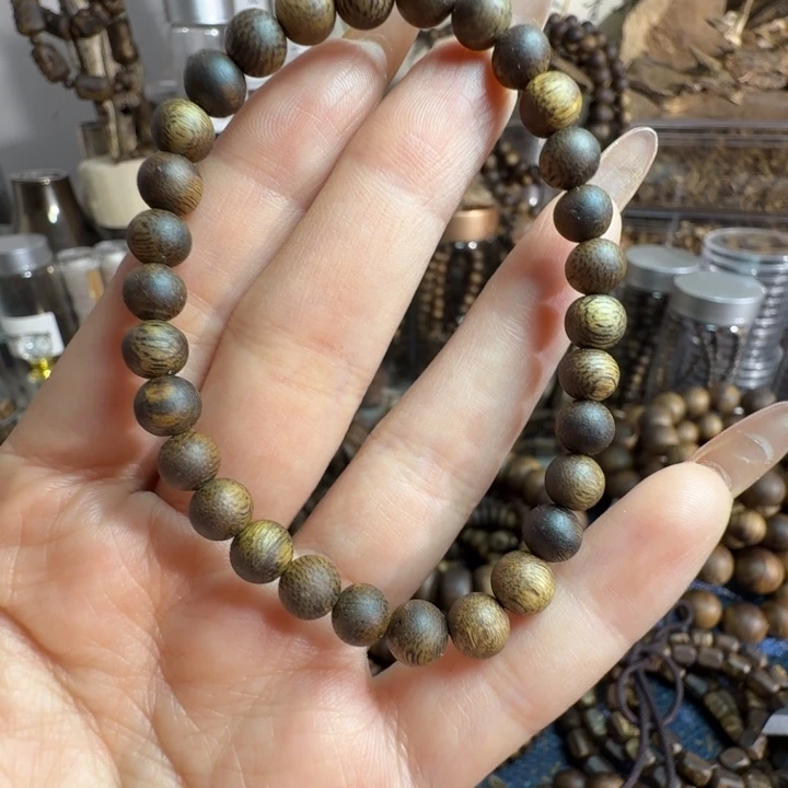 沉香碎屑沉香海南莺歌绿06圆珠单圈