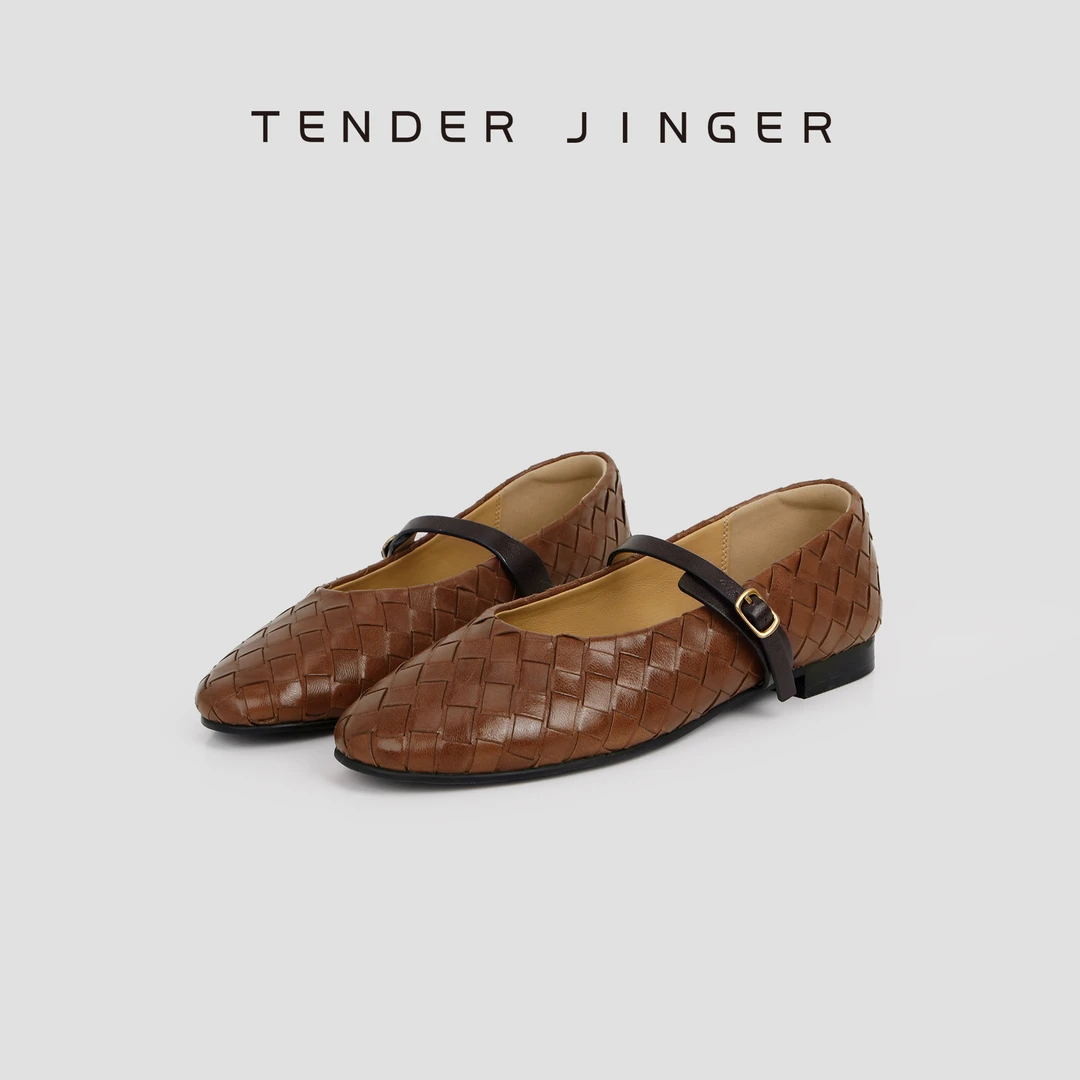 Tender Jinger一字带编织平底玛丽珍单鞋M250635