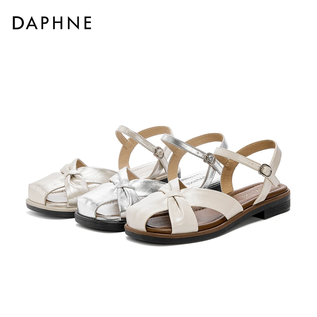 达芙妮官方正品女鞋秋季新款镂空时尚休闲鞋舒适百搭包头时装凉鞋