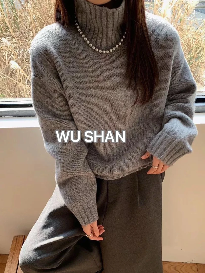 不可机洗！【大明星毛衣】SSJ 柔软高级加厚100羊毛高领针织套头毛衣