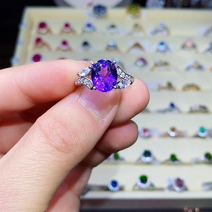 紫晶戒指银S925镶嵌11111