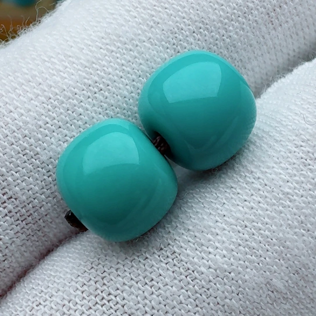 绿松石未镶嵌老型对珠8.8