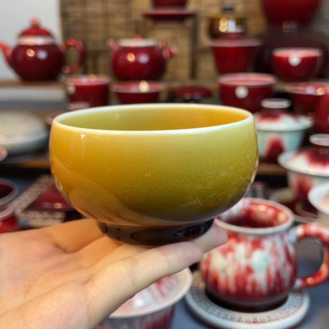景德镇原矿陶瓷 鸡油黄 禅定杯