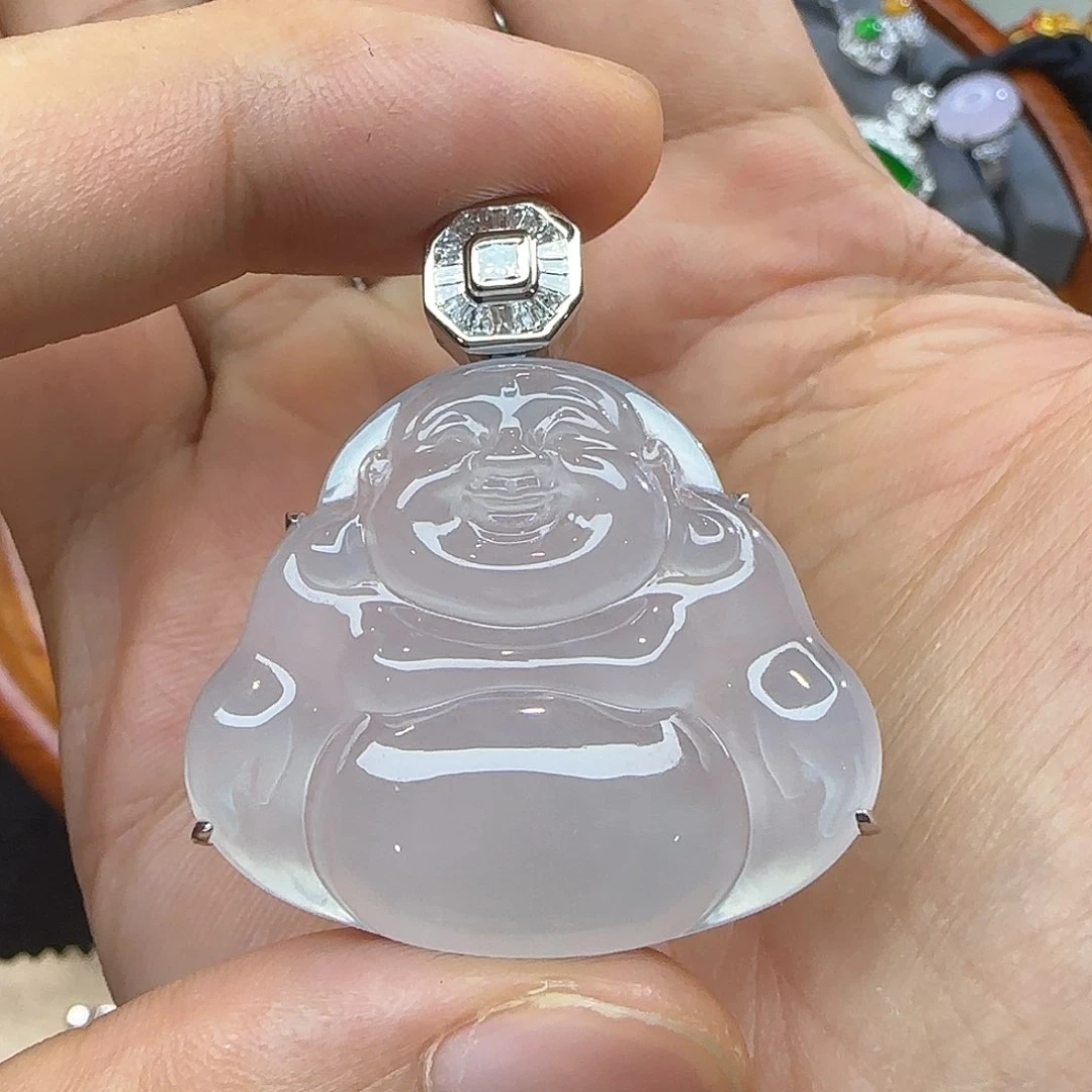 颈饰18K金镶嵌翡翠天然翡翠