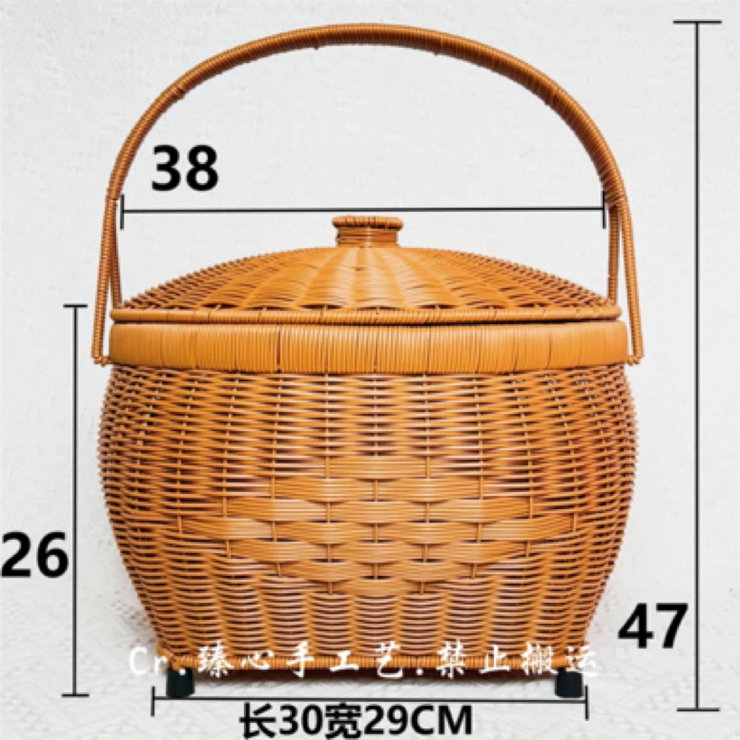 TY44圆口方底带脚款】升级版家用大容量拜神篮野餐篮大箩筐pp仿藤