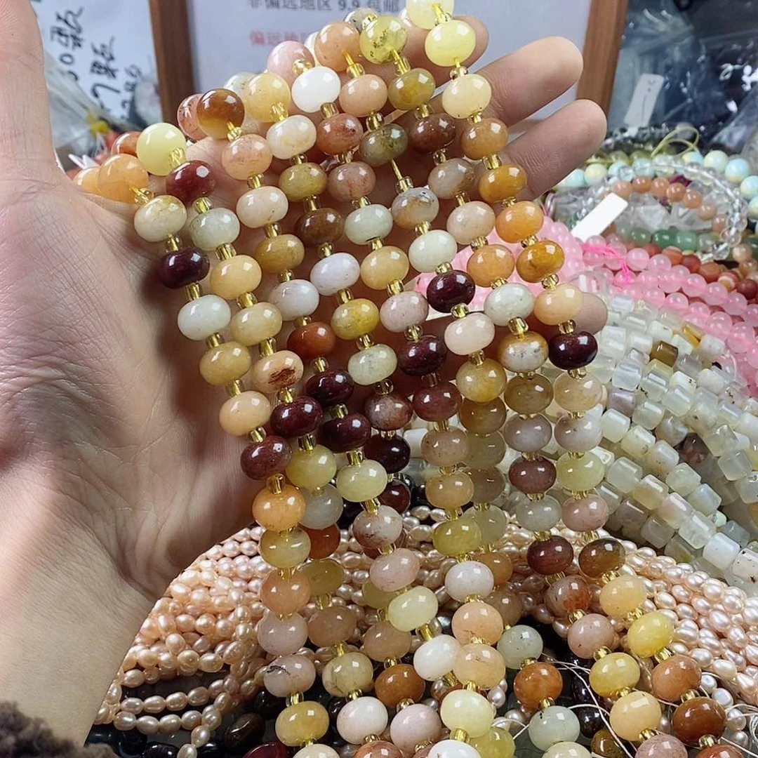 玛瑙/玉髓珠宝半成品未镶嵌一条8×12金丝玉胖隔片