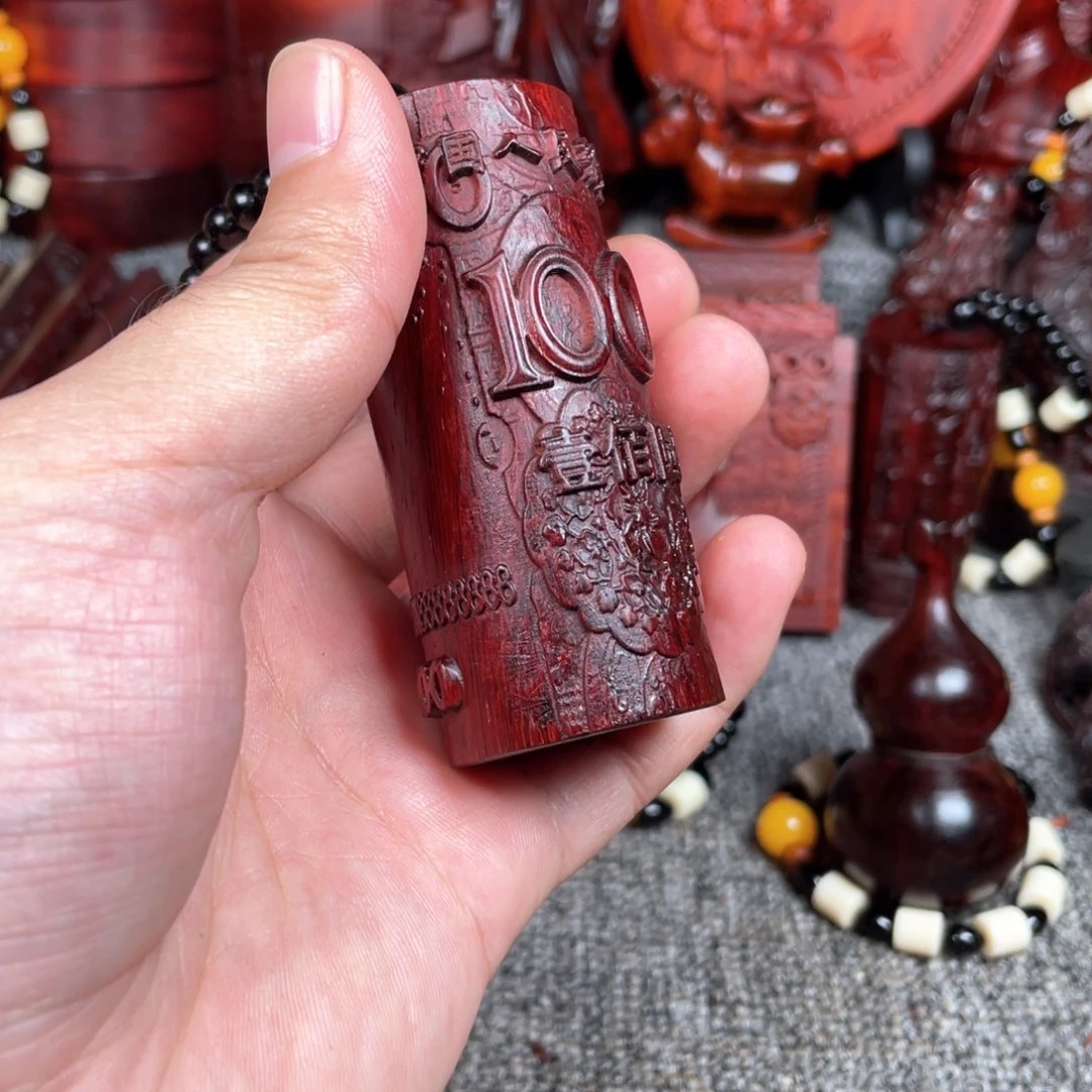 木紫檀木一捆一个人手把件