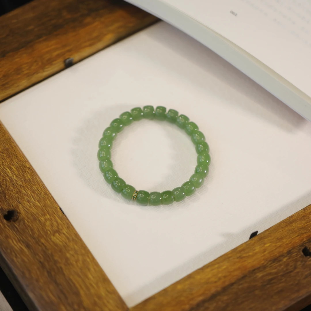 麦麦【洛屿】天然和田玉碧玉+18K 手串 多样性发一