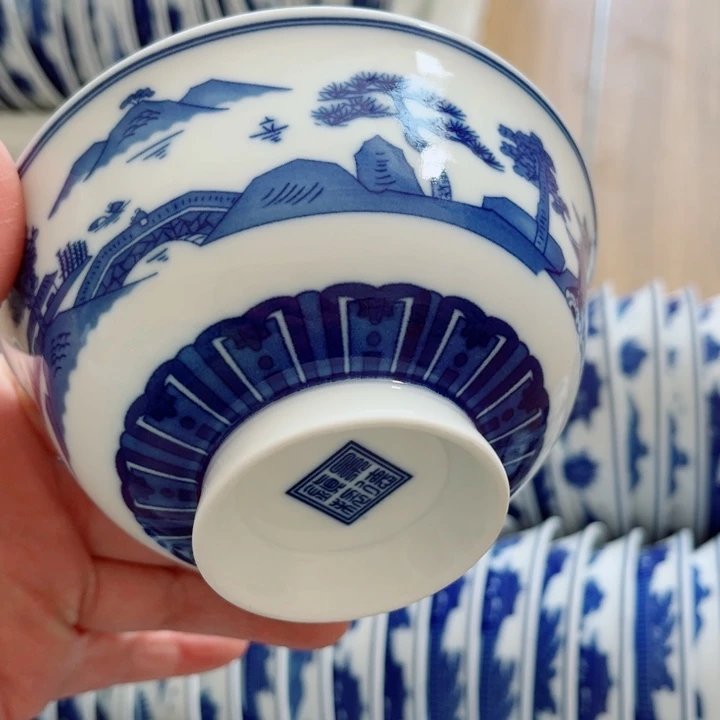 青花玲珑5寸饭碗梧桐