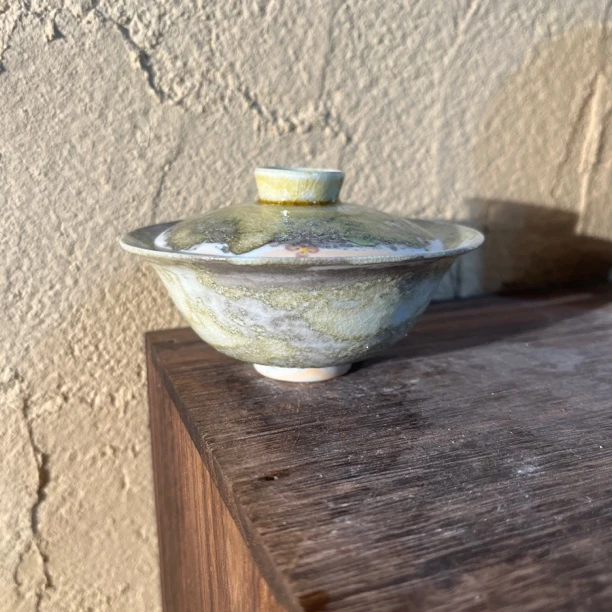 微瑕复古柴烧陶瓷盖碗中白泥茶具不挑款738