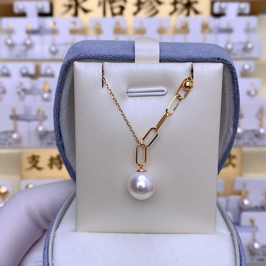 海水珍珠18K金镶嵌套链