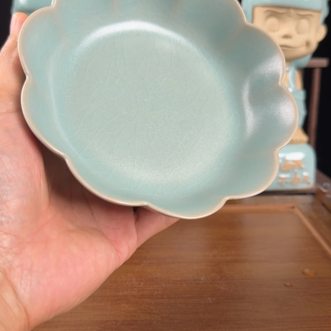 摆件汝瓷莲花洗原矿原釉