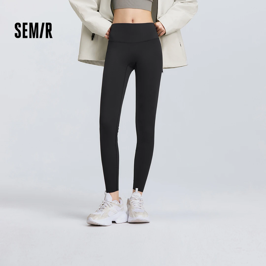 森马休闲裤女高弹收腹紧身打底裤2025春新款黑色随心裁九分裤纯色