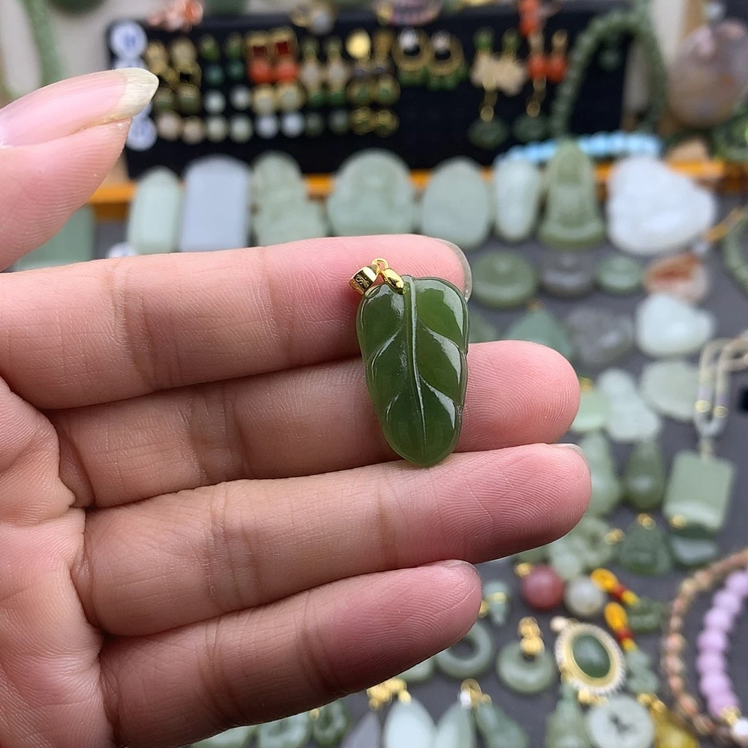 和田玉银S925镶嵌吊坠(不含链)