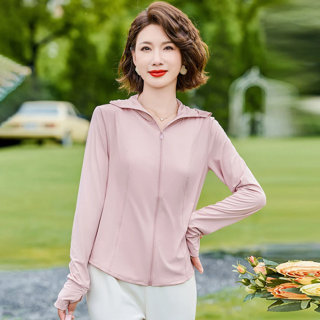 粉色冰丝防晒衣女款2025夏薄款户外防紫外线防晒服透气短外套上衣