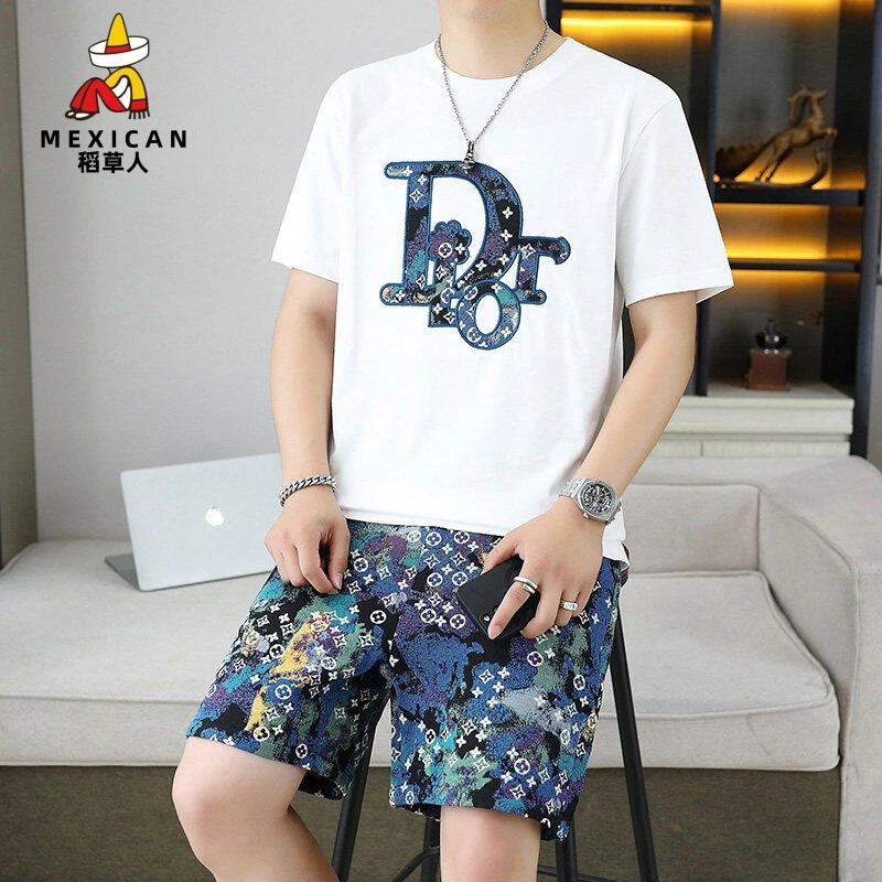 稻草人气场强大一整套套装男款爆款2025新款夏季潮流痞帅男款专卖