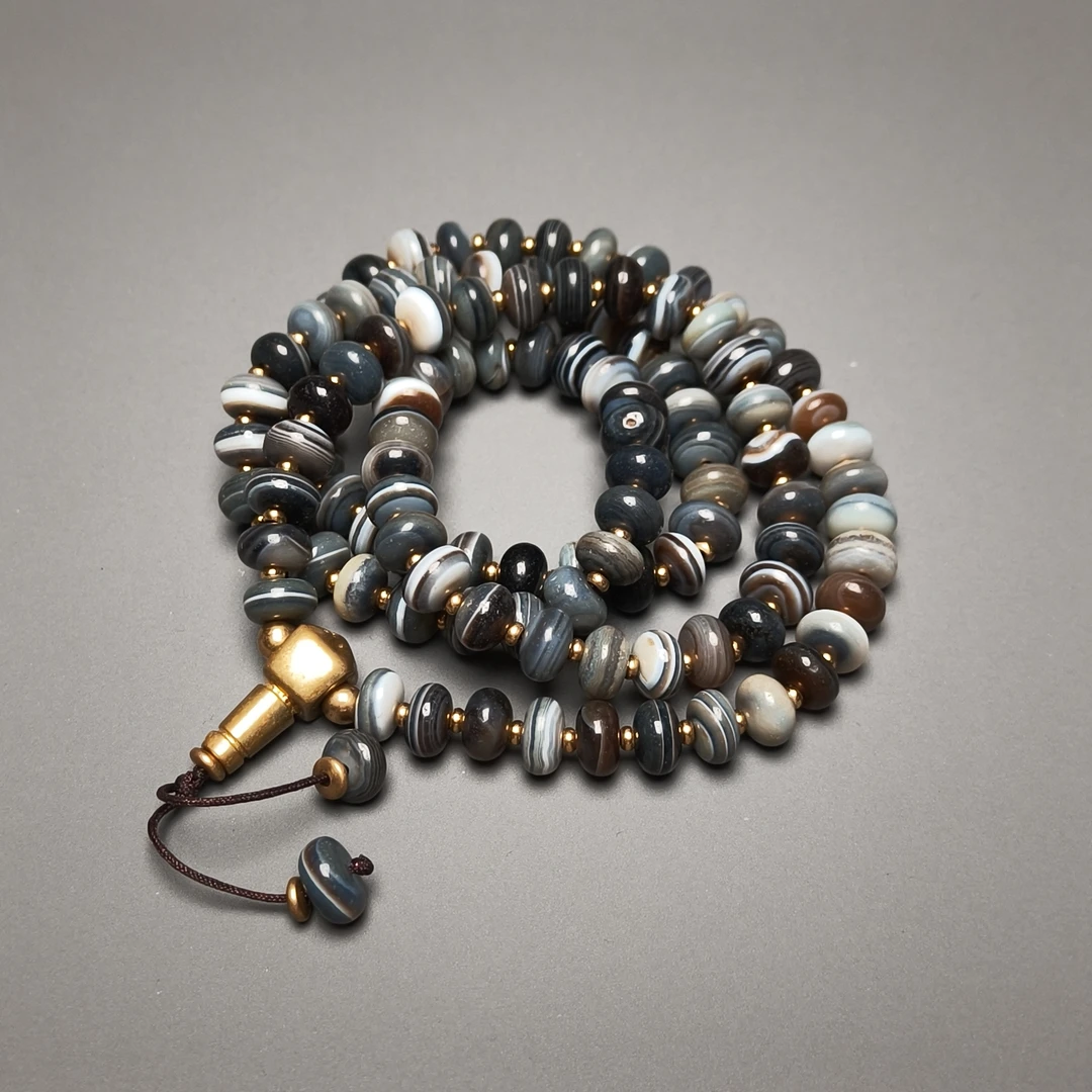 19世纪缠丝玛瑙串饰/DZ015587/古玩/收藏/德州文物