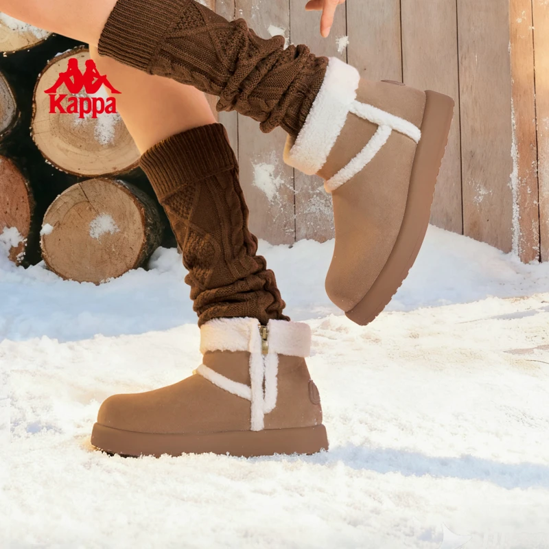 Kappa/卡帕拼色冬季保暖包裹性时尚雪地靴休闲风平衡INS风10CZ